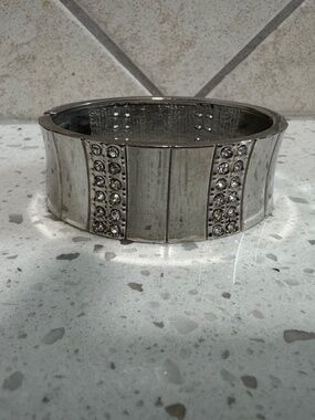 Silver Cuff Bracelet with Cubic Zirconias